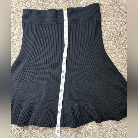 Free People Black Ribbed Knit Skirt With Ruffle Hem - Picture 4 of 6